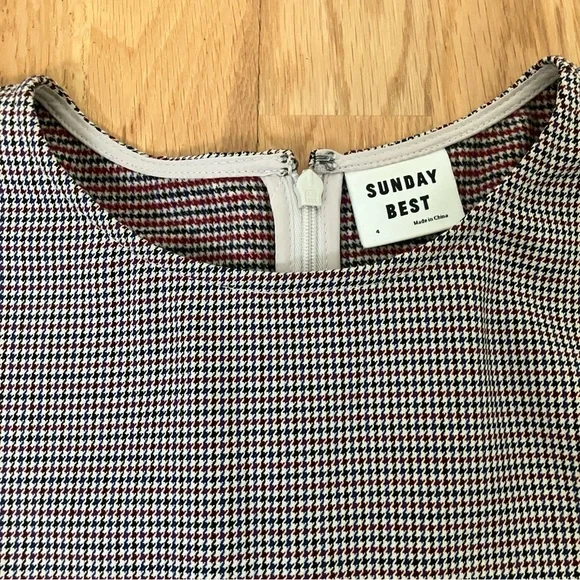 Aritzia Sunday Best Tartine mini houndstooth long sleeve dress - Picture 3 of 12